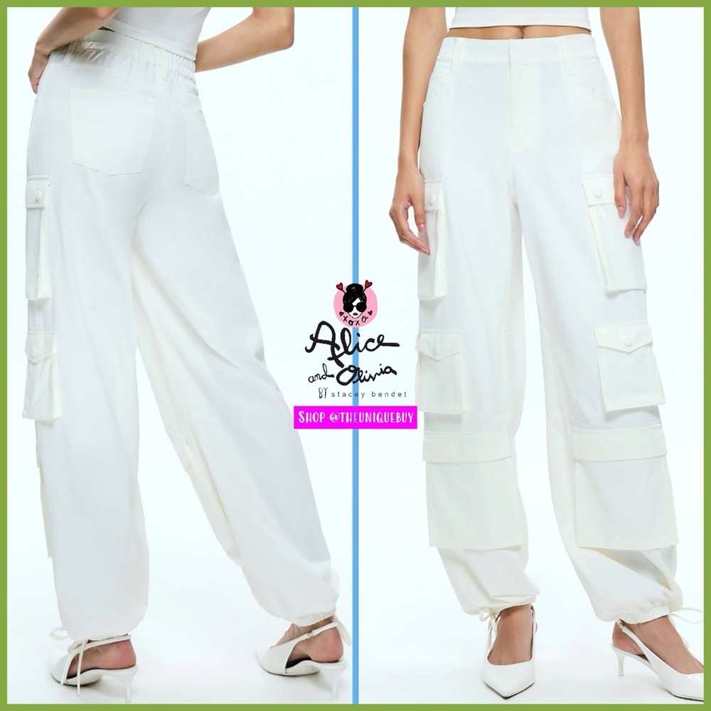 Alice + Olivia Olympia Off White Cargo Pants